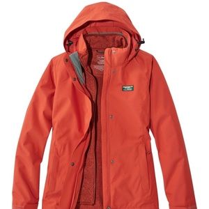 L.L.Bean Sweater Fleece 3-in-1 Jacket Size M Orange/Dark Russet